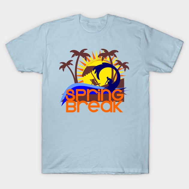 Spring Break Palms and Waves T-Shirt T-Shirt by neomuckel